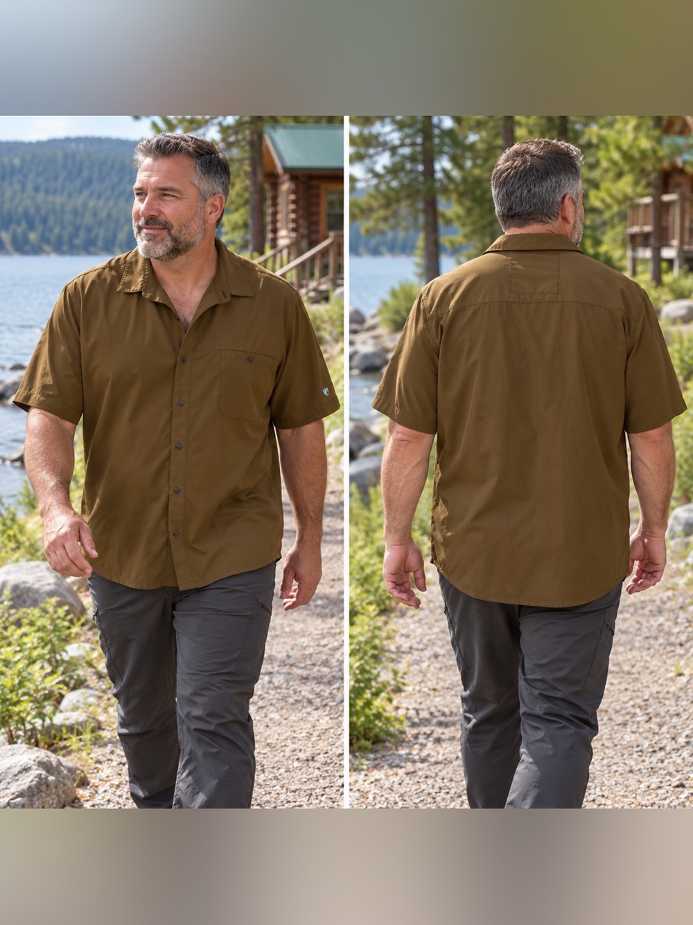 KÜHL Renegade Shirt Men's 3XL Brown Short Sleeve Button Up Outdoor Hiking